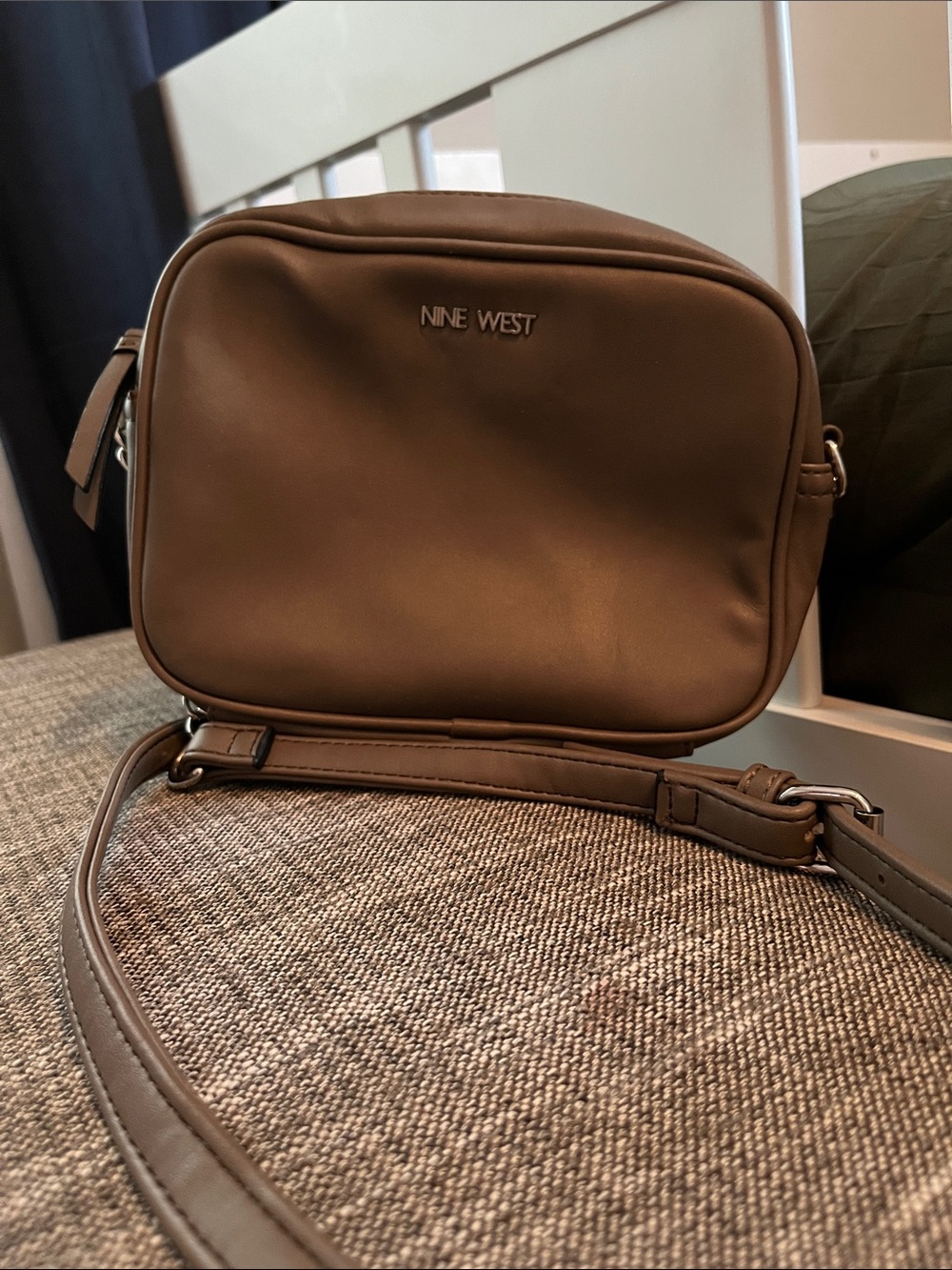 Nine West Brown Leather-Look Messenger Bag